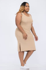 Plus Size Ribbed Side Slit Tank Midi Dress | Mixtshop LLC