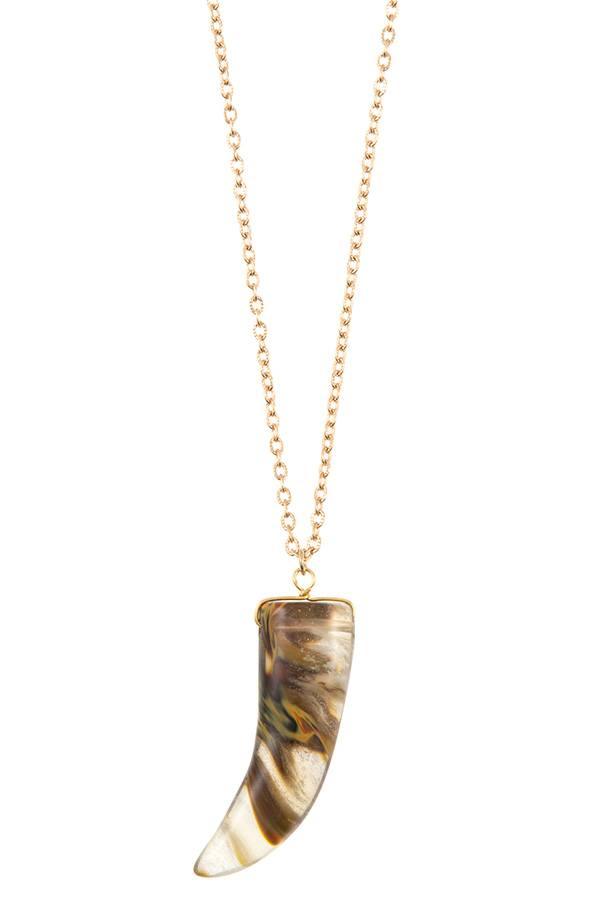 Elongated single horn pendant necklace | Mixtshop LLC