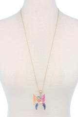 Double horn natural stone pendant necklace | Mixtshop LLC