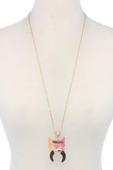 Double horn natural stone pendant necklace | Mixtshop LLC