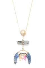 Double horn natural stone pendant necklace | Mixtshop LLC