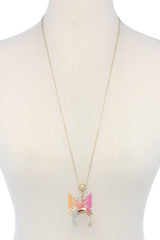 Double horn natural stone pendant necklace | Mixtshop LLC