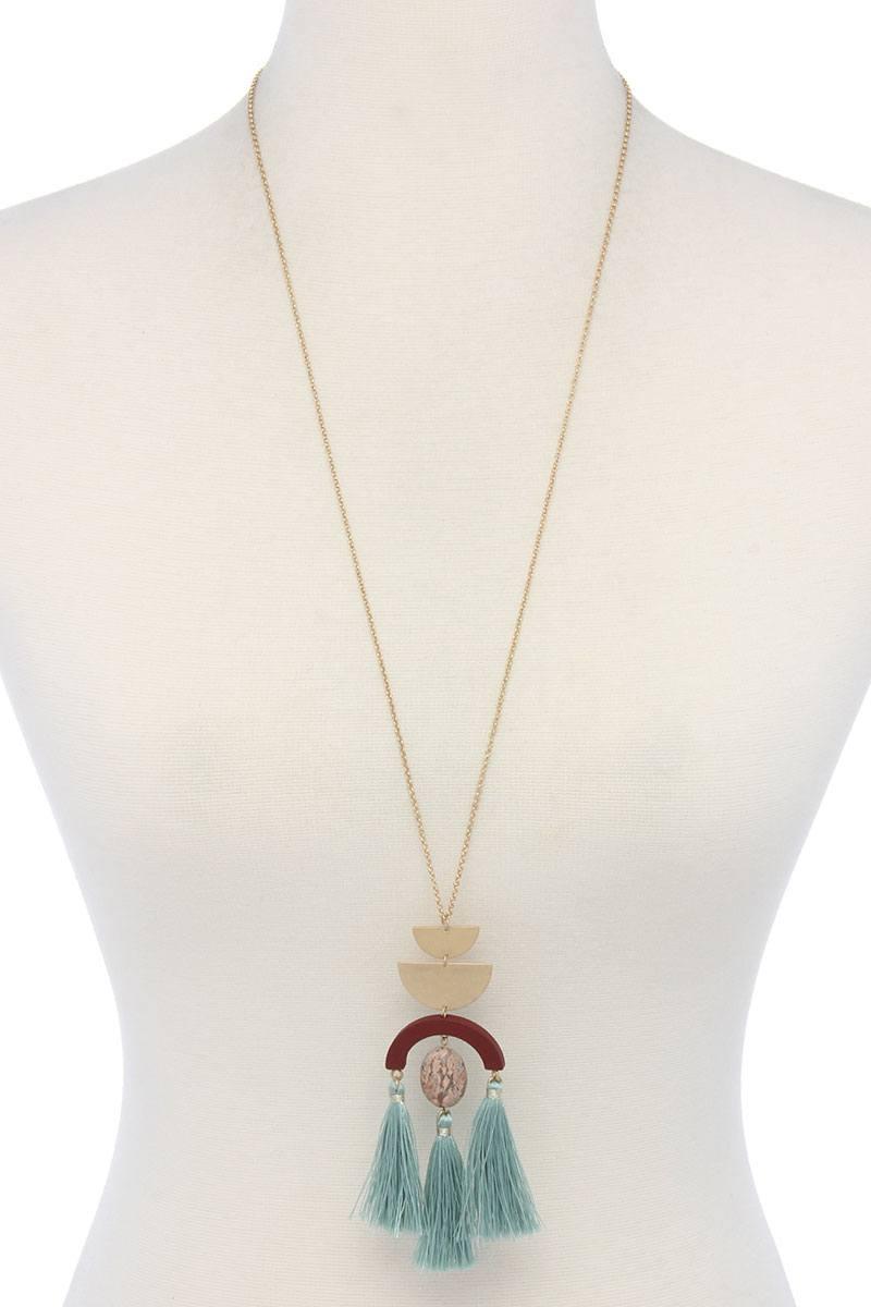 Half circle metal tassel pendant necklace | Mixtshop LLC