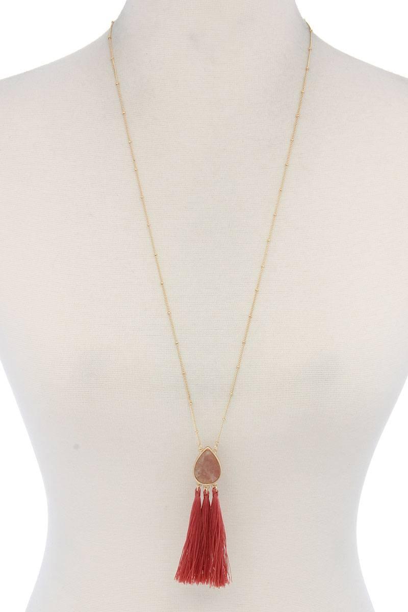 Teardrop Shape Tassel Pendant Necklace | Mixtshop LLC