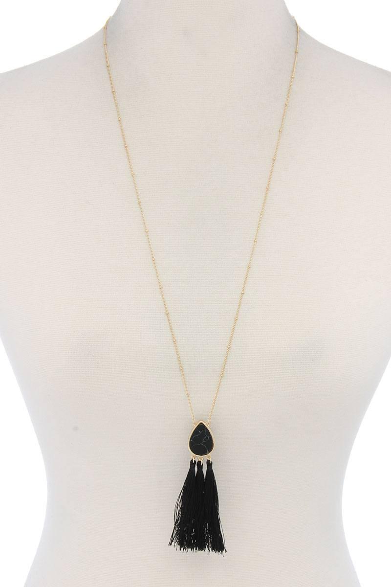 Teardrop Shape Tassel Pendant Necklace | Mixtshop LLC
