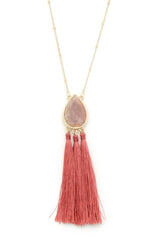 Teardrop Shape Tassel Pendant Necklace | Mixtshop LLC