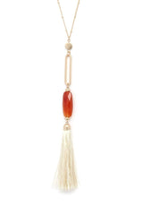Cut Out Long Oval Bead Tassel Pendant Necklace | Mixtshop LLC