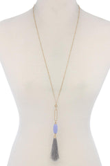 Cut Out Long Oval Bead Tassel Pendant Necklace | Mixtshop LLC