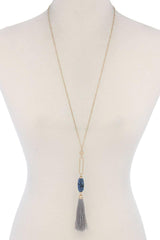 Cut Out Long Oval Bead Tassel Pendant Necklace | Mixtshop LLC