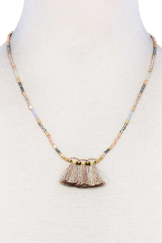 Modern Triple Tassel Beaded Necklace | Mixtshop LLC