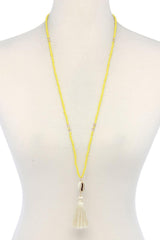 Cowrie Shell Tassel Beaded Necklace | Mixtshop LLC