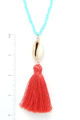 Cowrie Shell Tassel Beaded Necklace | Mixtshop LLC