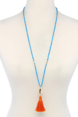 Cowrie Shell Tassel Beaded Necklace | Mixtshop LLC
