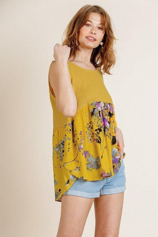 Sleeveless Waffle Knit Round Neck Tank Top | Mixtshop LLC