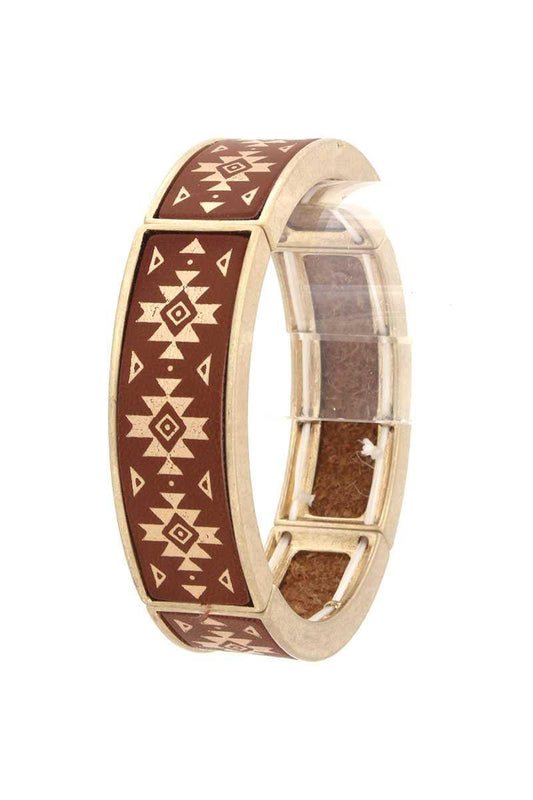 Aztec Pattern Metal Stretch Bracelet | Mixtshop LLC