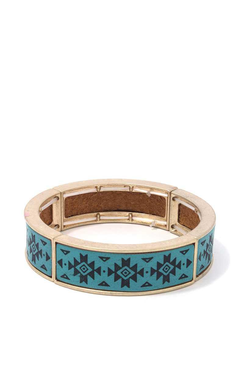 Aztec Pattern Metal Stretch Bracelet | Mixtshop LLC
