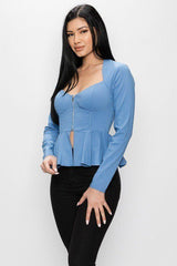 Long Sleeve Ruffle Zip-up Jacket | Mixtshop LLC