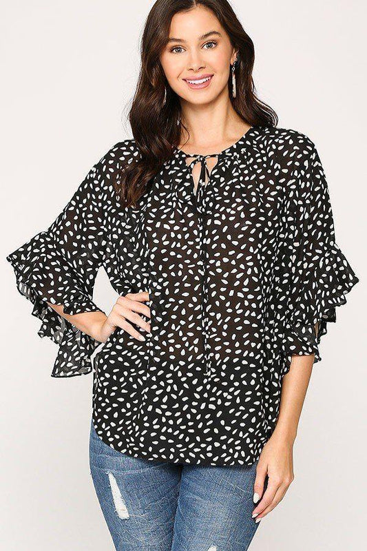 Leopard Printed Crepe Top | Mixtshop LLC