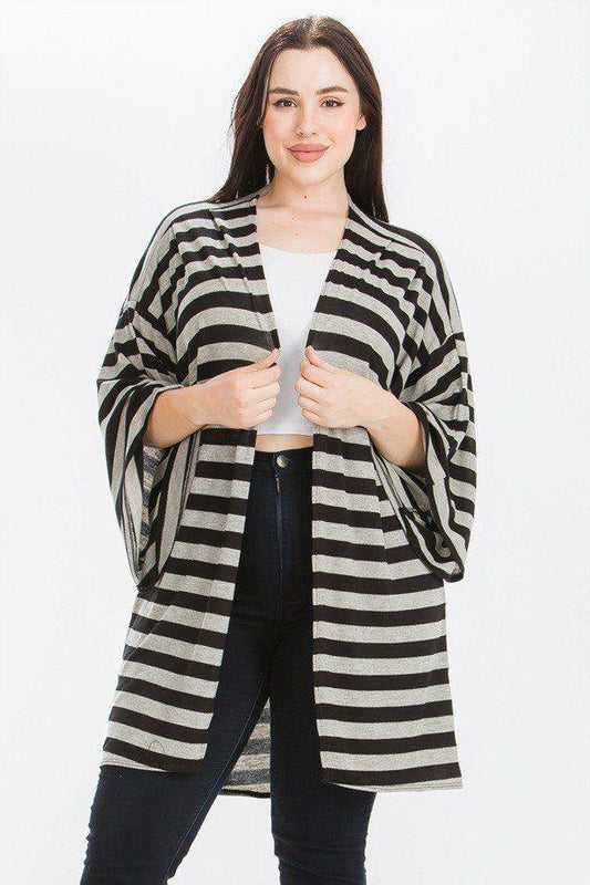 Striped, Cardigan With Kimono Style Sleeves | Mixtshop LLC