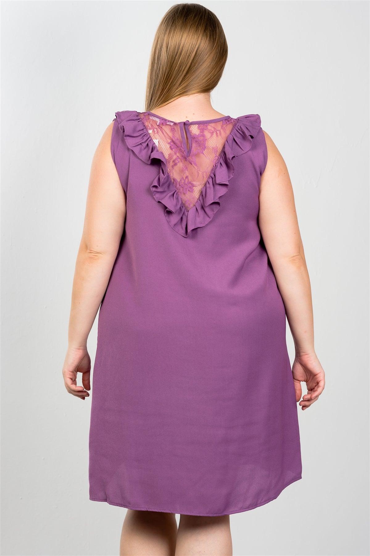 Plus Size Lace Insert Shift Midi Dress | Mixtshop LLC