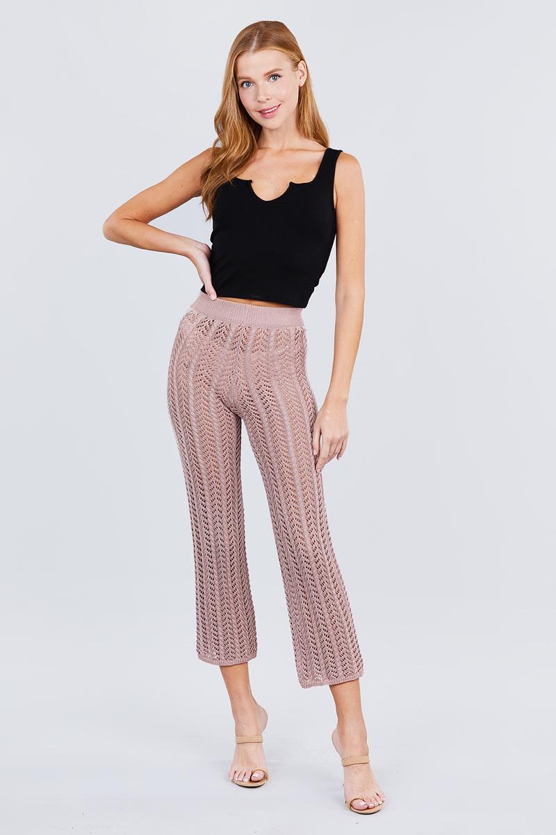 Flare Long Fishnet Sweater Pants | Mixtshop LLC
