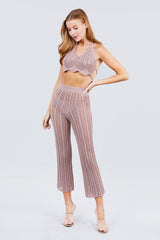Flare Long Fishnet Sweater Pants | Mixtshop LLC