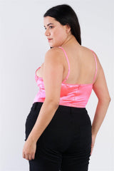 Plus Size Silk Chain Spaghetti Strap High Thong Center Cut Out Bodysuit | Mixtshop LLC