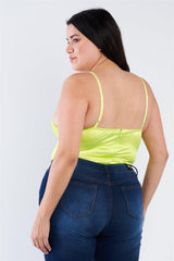 Plus Size Silk Chain Spaghetti Strap High Thong Center Cut Out Bodysuit | Mixtshop LLC