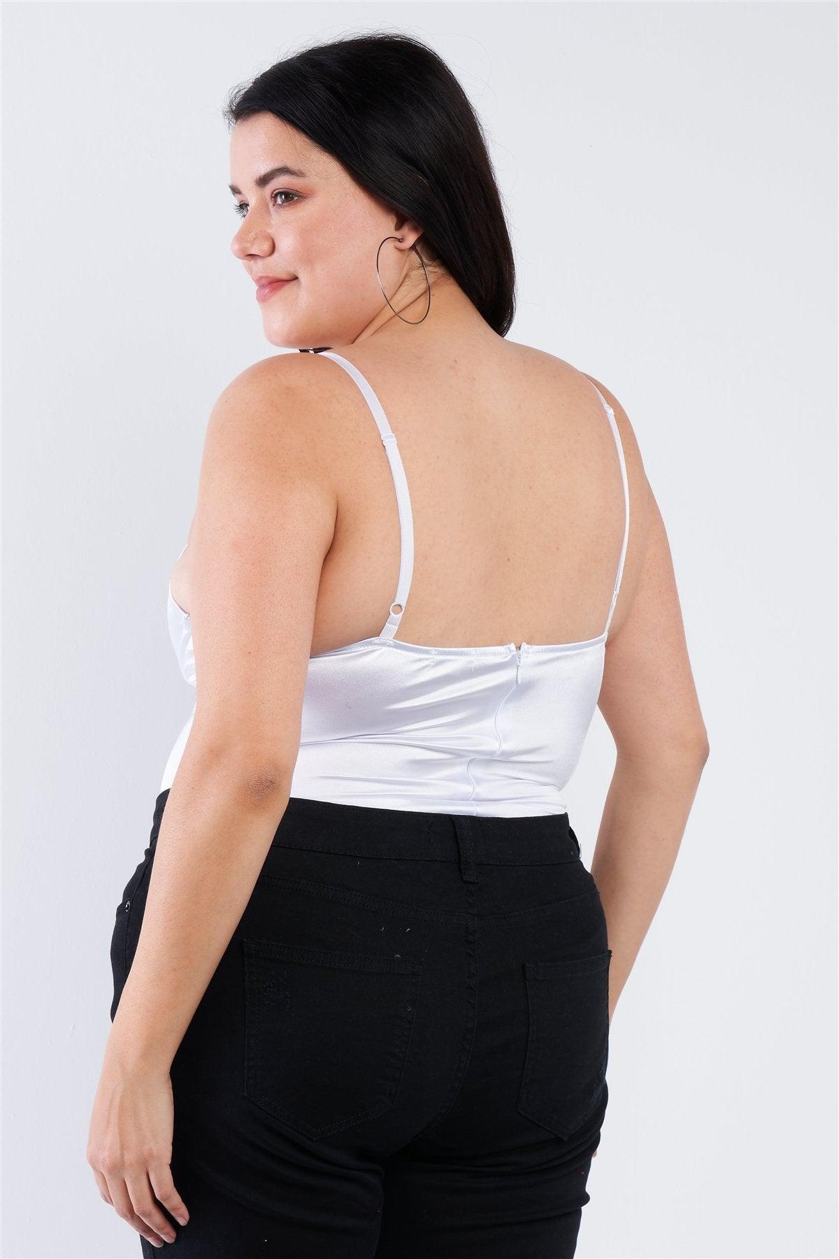 Plus Size Silk Chain Spaghetti Strap High Thong Center Cut Out Bodysuit | Mixtshop LLC