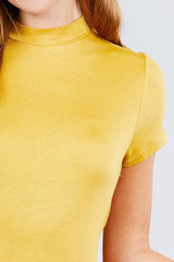 Short Sleeve Mock Neck Rayon Spandex Rib Top | Mixtshop LLC