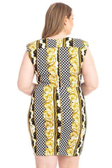 Plus Size Boarder Print V-neck Bodycon Dress | Mixtshop LLC