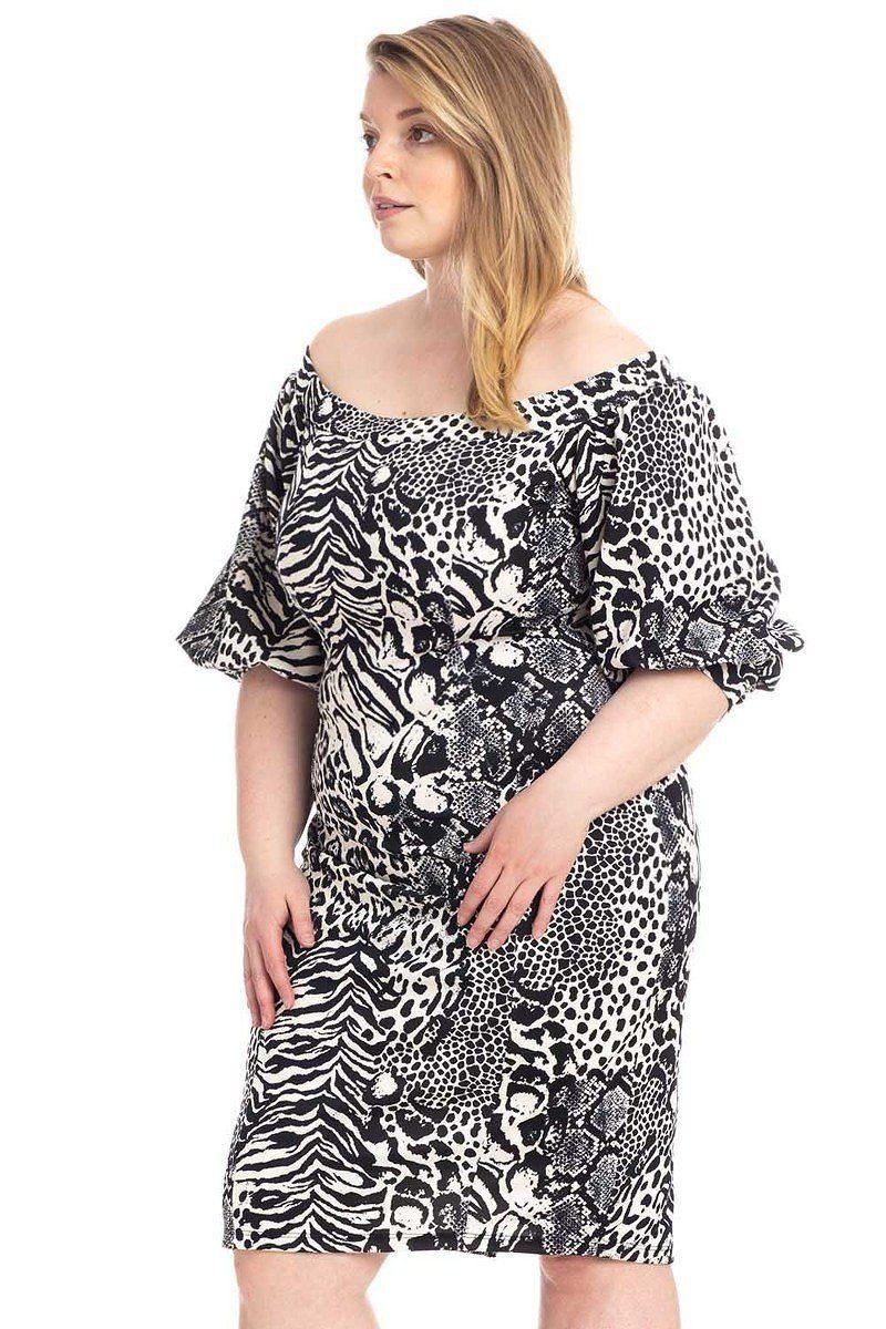 Plus Size Animal Print Crepe Stretch Bodycon Dress | Mixtshop LLC
