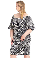 Plus Size Animal Print Crepe Stretch Bodycon Dress | Mixtshop LLC