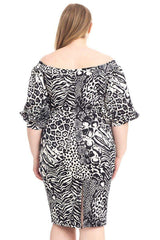 Plus Size Animal Print Crepe Stretch Bodycon Dress | Mixtshop LLC