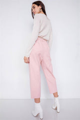 Pastel Chic Solid Ankle Wide Leg Adjustable Snap Waist Pants | Mixtshop LLC