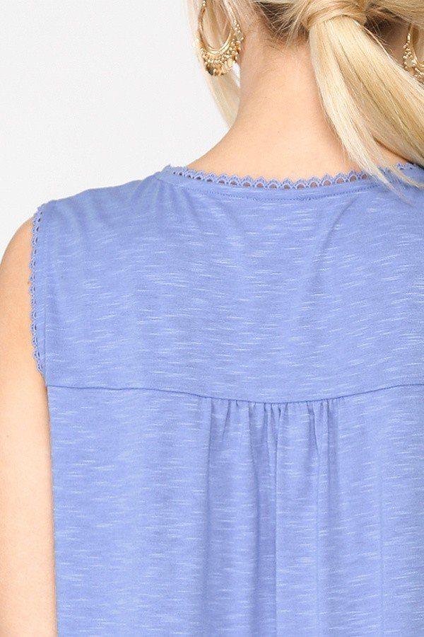 Sleeveless Lace Trim Tunic Top With Scoop Hem | Mixtshop LLC