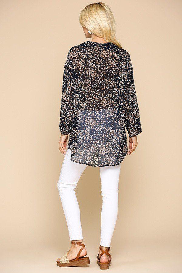 Animal Print Button Down Lapel Collar Shirt With Chest Pocket | Mixtshop LLC