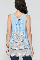 Sleeveless Back Lace Ruffle Detail Tank Top | Mixtshop LLC
