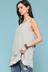 Sleeveless Back Lace Ruffle Detail Tank Top | Mixtshop LLC