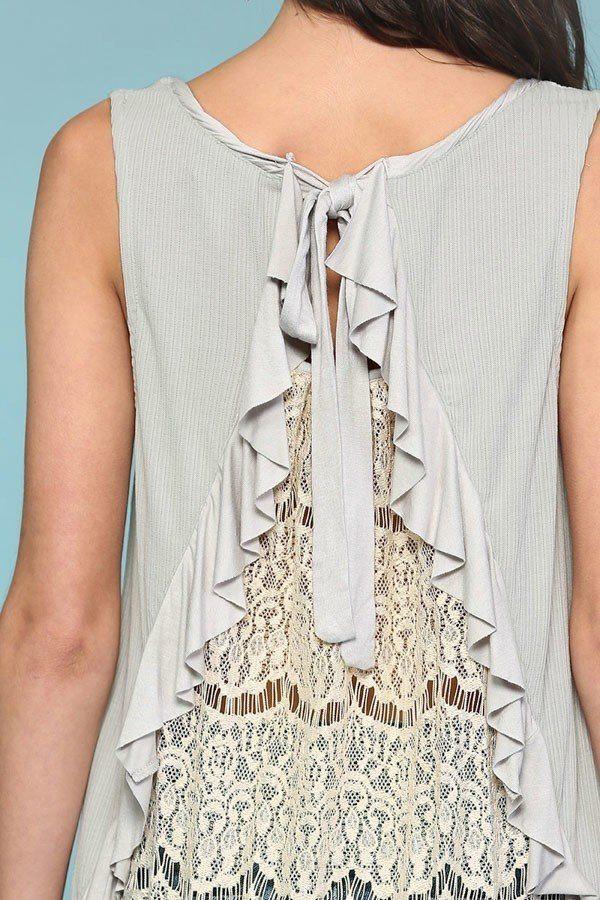 Sleeveless Back Lace Ruffle Detail Tank Top | Mixtshop LLC
