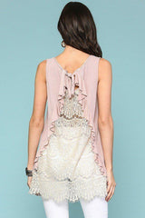 Sleeveless Back Lace Ruffle Detail Tank Top | Mixtshop LLC