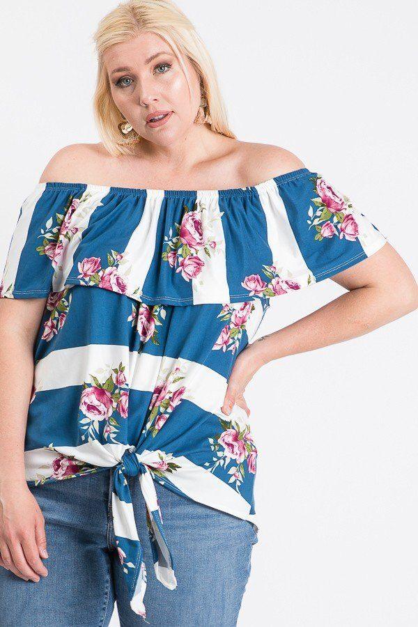 Off Shoulder Ruffled Front Tie Top | Mixtshop LLC