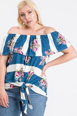 Off Shoulder Ruffled Front Tie Top | Mixtshop LLC