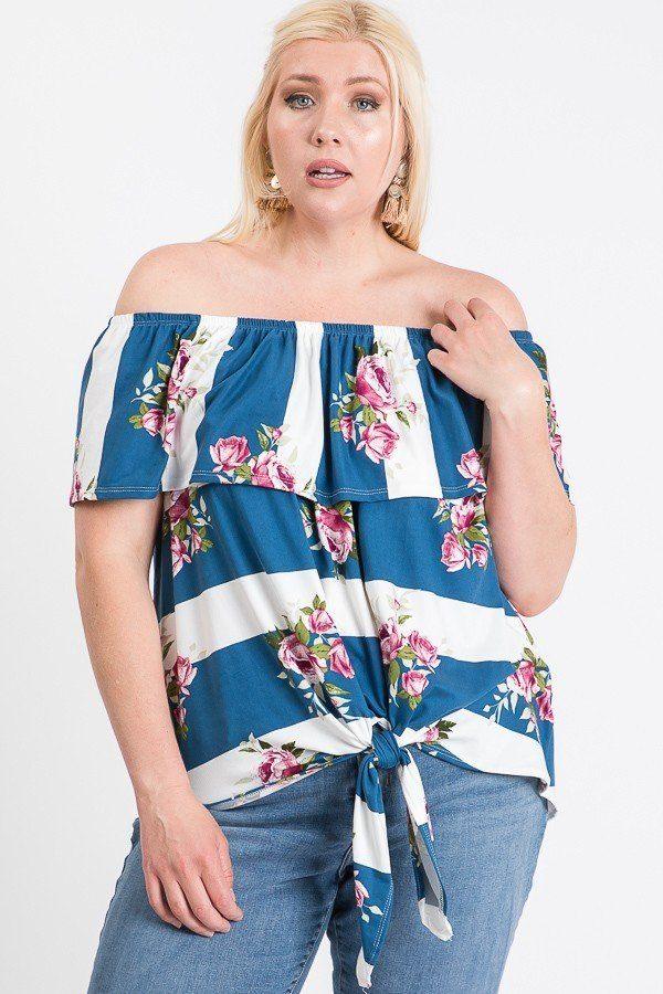 Off Shoulder Ruffled Front Tie Top | Mixtshop LLC