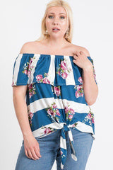 Off Shoulder Ruffled Front Tie Top | Mixtshop LLC