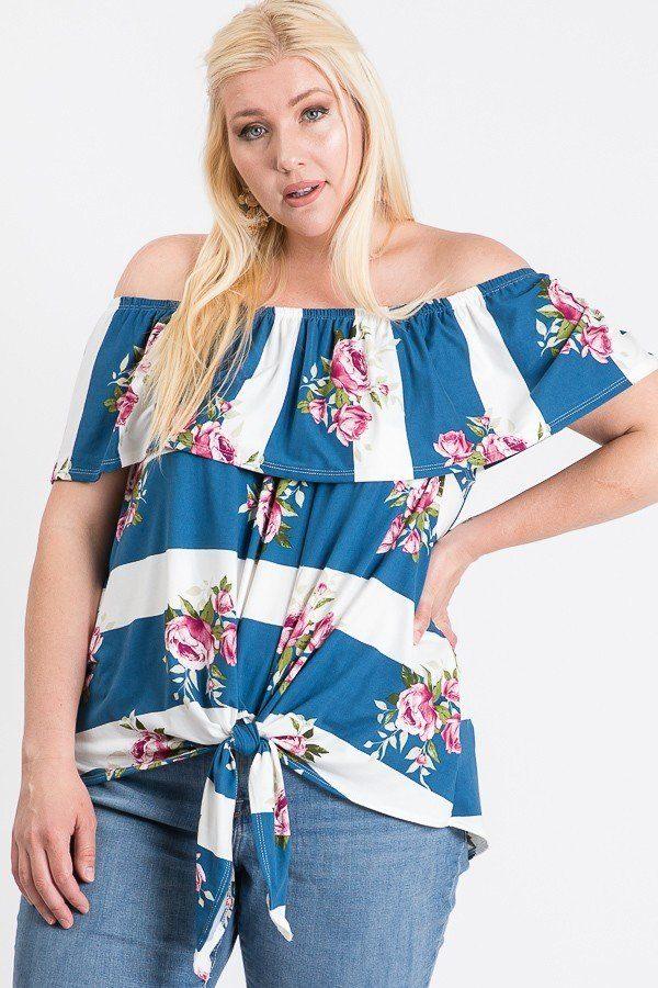 Off Shoulder Ruffled Front Tie Top | Mixtshop LLC