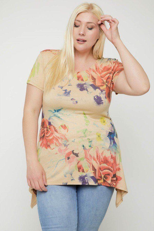 Multi-colored Watercolor Flower Print Tunic | Mixtshop LLC