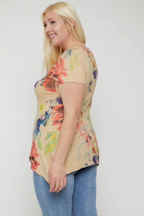 Multi-colored Watercolor Flower Print Tunic | Mixtshop LLC