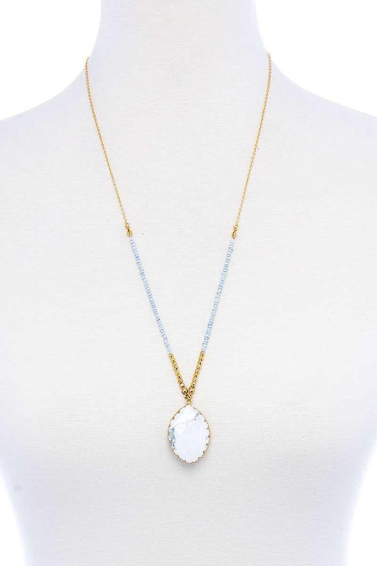 Designer Fashion Beaded And Stone Pendant Necklace | Mixtshop LLC