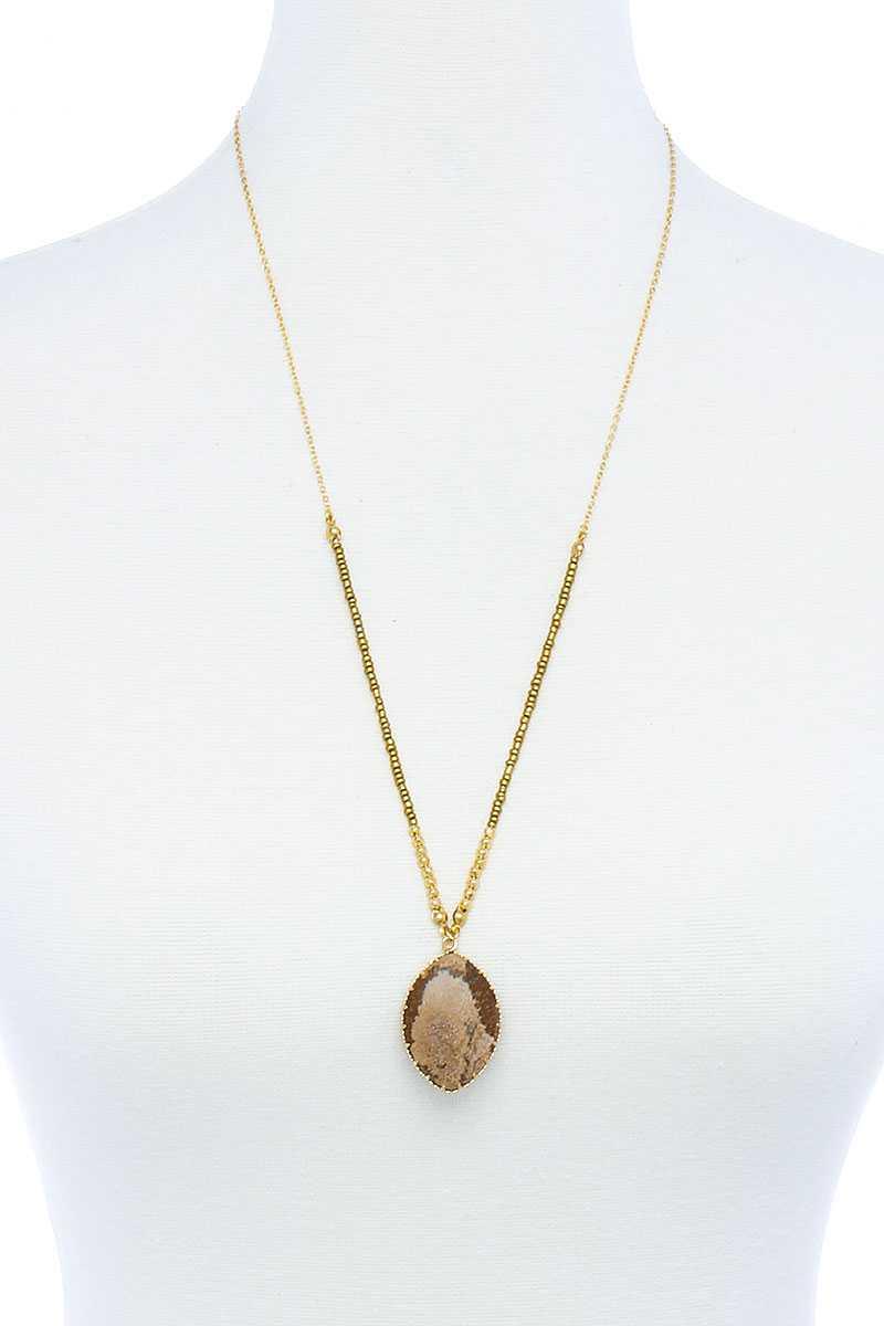 Designer Fashion Beaded And Stone Pendant Necklace | Mixtshop LLC